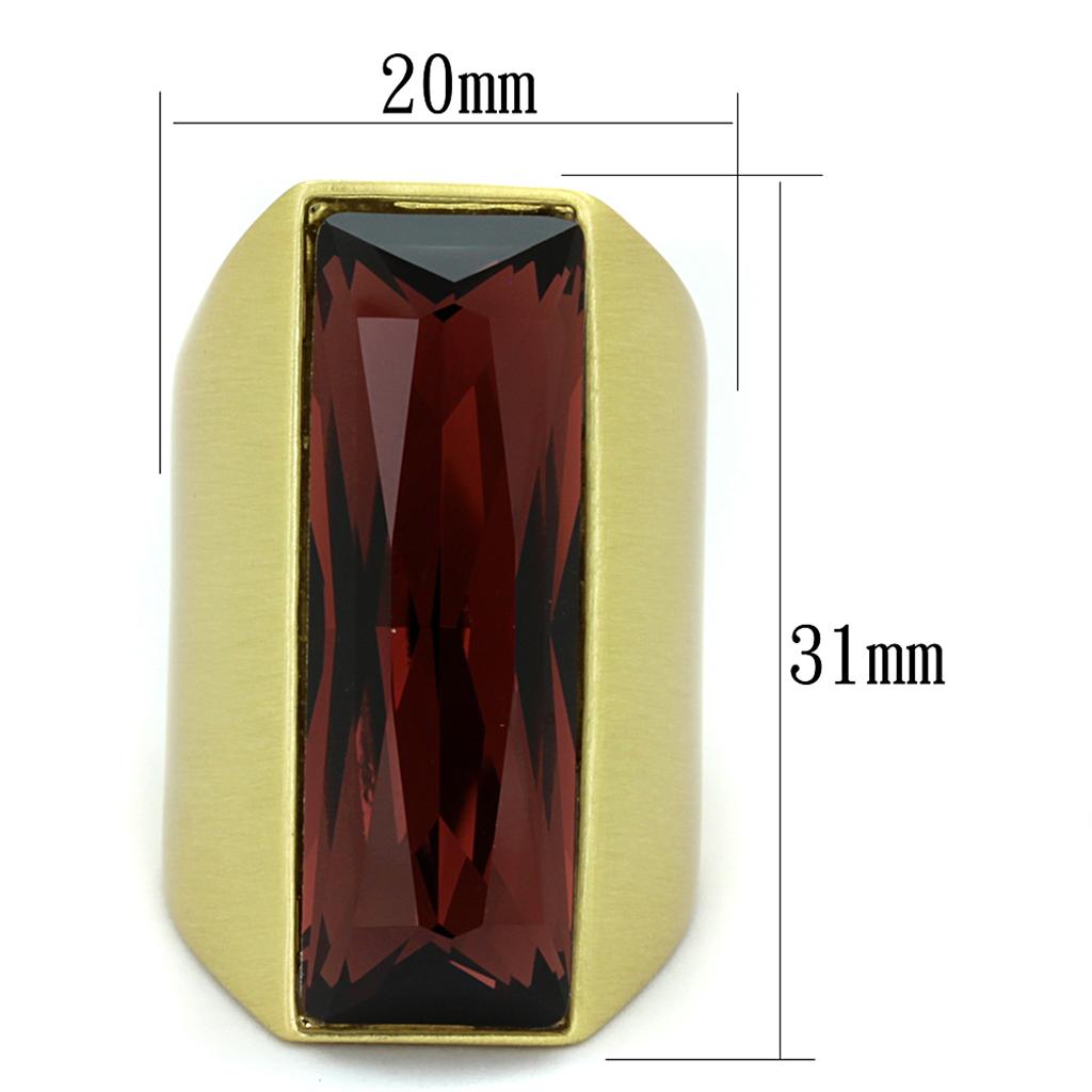 LO3899 - Gold & Brush Brass Ring with Top Grade Crystal in Siam