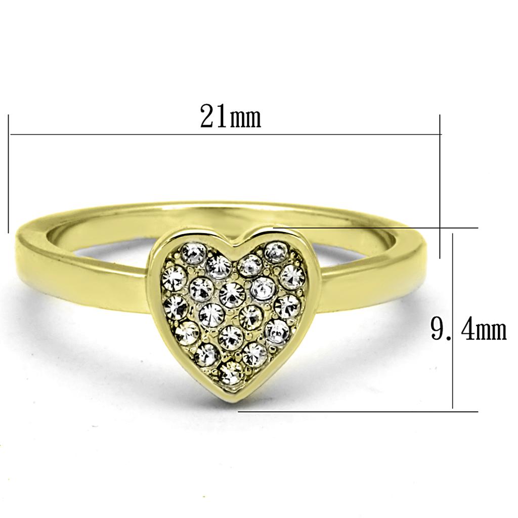 LO3983 - Flash Gold Brass Ring with Top Grade Crystal in Clear