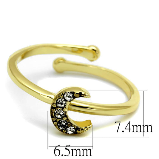 LO4046 - Flash Gold Brass Ring with Top Grade Crystal in Clear