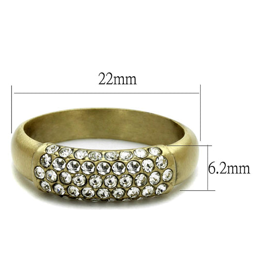 LO4125 - Antique Copper Brass Ring with Top Grade Crystal in Clear