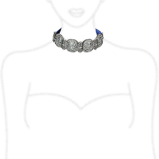 LO4206 - TIN Cobalt Black Brass Necklace with AAA Grade CZ in Clear