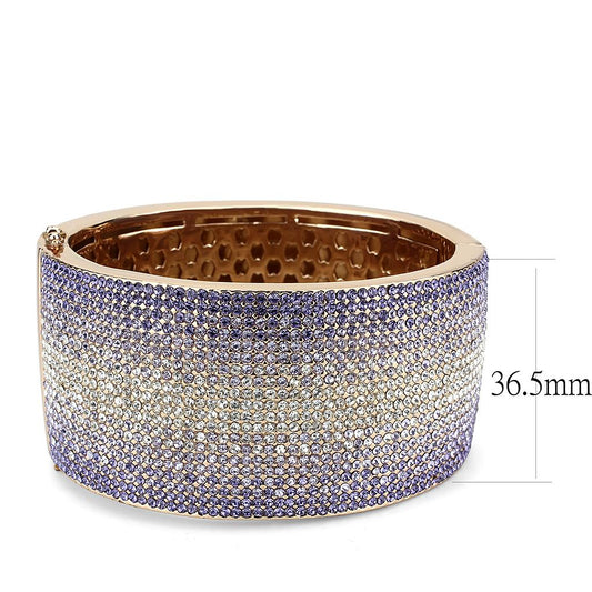 LO4279 - Rose Gold+e-coating Brass Bangle with Top Grade Crystal in Multi Color