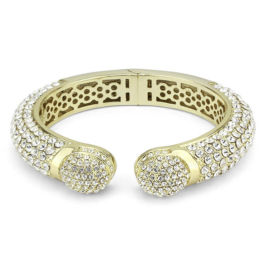 LO4311 - Flash Gold Brass Bangle with Top Grade Crystal in Clear