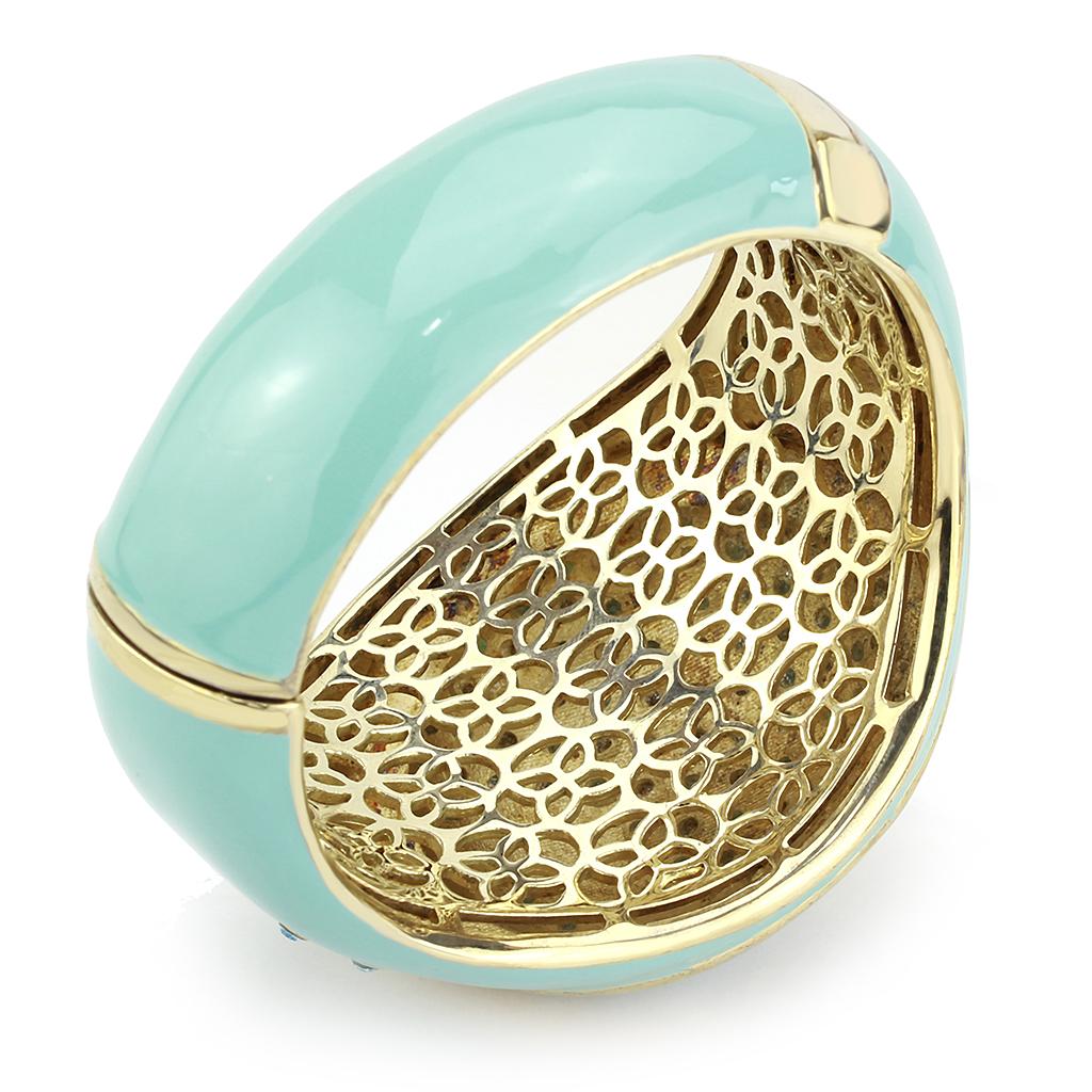 LO4350 - Gold Brass Bangle with Top Grade Crystal in Multi Color