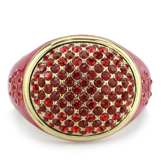 LO4351 - Gold Brass Bangle with Top Grade Crystal in Multi Color