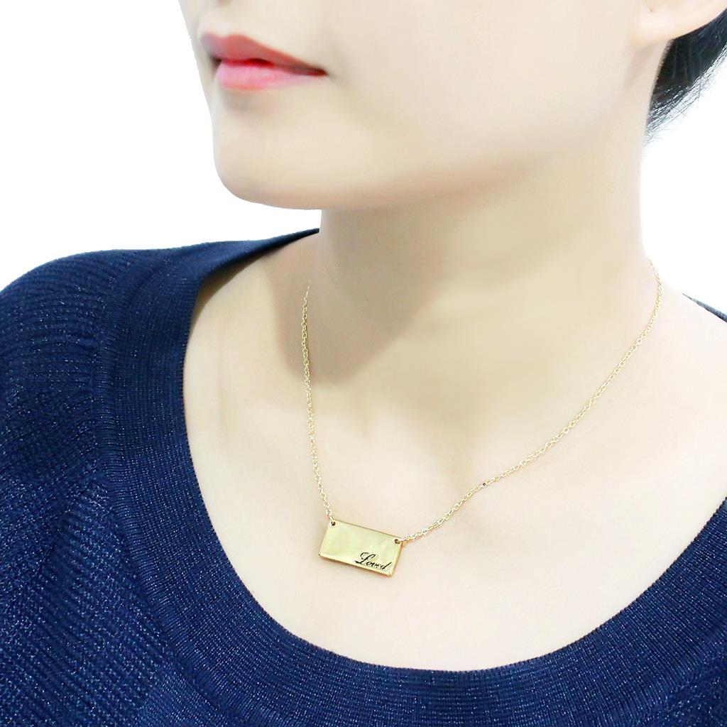 LO4699 - Flash Gold Brass Necklace with Top Grade Crystal in Clear