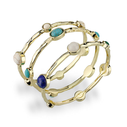 LO4786 - Bangle 64 mm, Brass, Flash Gold, Assorted, Multi Color, N/A