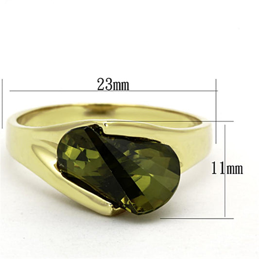 LOS655 - Gold 925 Sterling Silver Ring with AAA Grade CZ in Olivine color