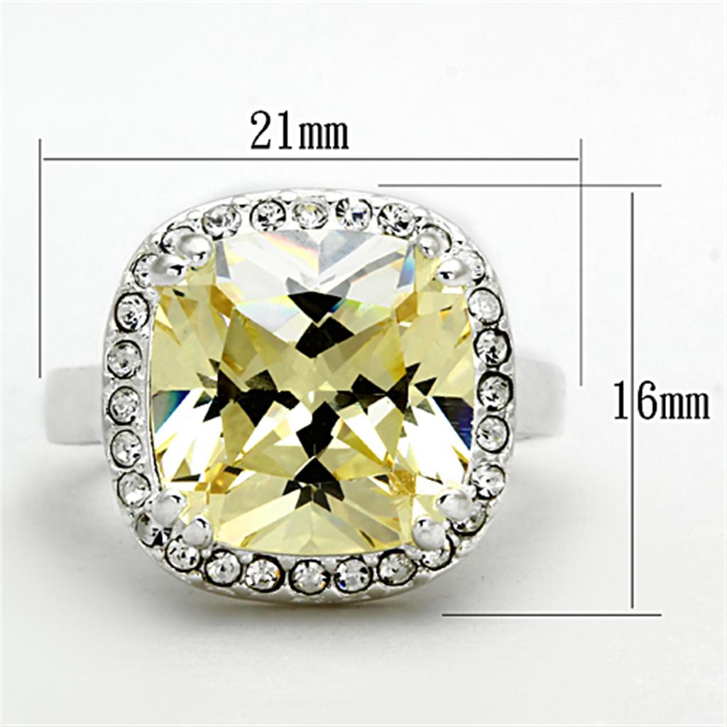 LOS718 - Silver 925 Sterling Silver Ring with AAA Grade CZ in Citrine Yellow
