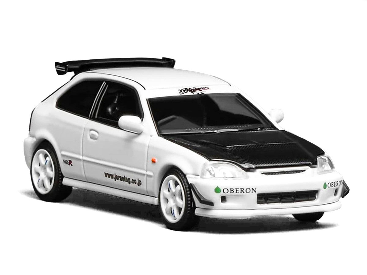 Honda Civic Type R (EK9) RHD (Right Hand Drive) "J's Racing" White 1/64 Diecast Model Car by MotorHelix