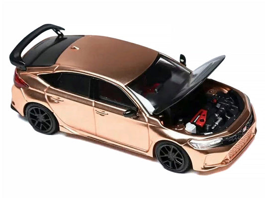 Honda Civic Type R (FL5) RHD (Right Hand Drive) Electroplating Copper Metallic with Carbon Hood "Hong Kong Toycar Salon 2025" "Senior 64" Series Limited Edition to 599 pieces Worldwide 1/64 Diecast Model Car by MotorHelix