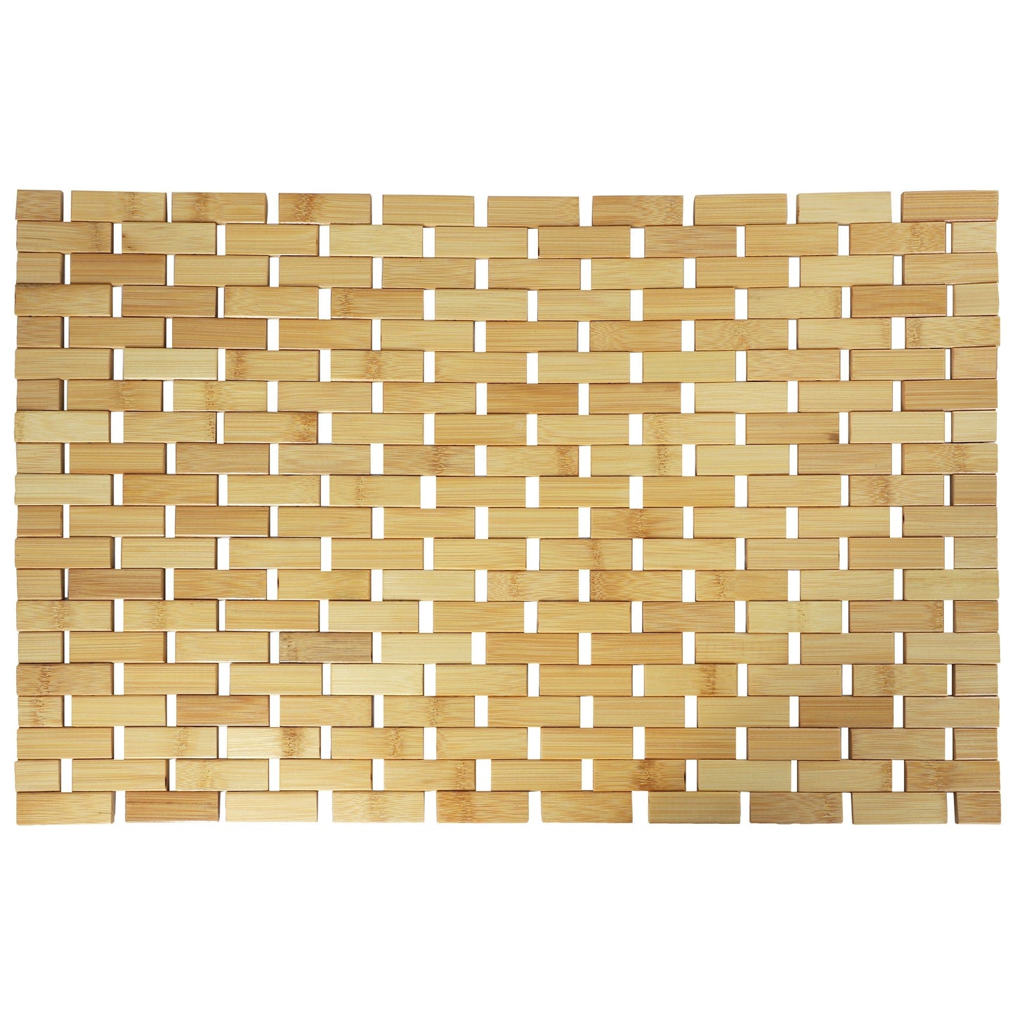 MegaChef Bamboo Wood 16.25 x 24.5 Inch Rectangle Bathroom Mat