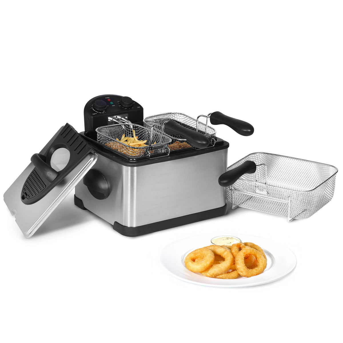 MegaChef 4.23 Quart Stainless Steel Electric Deep Fryer with Timer