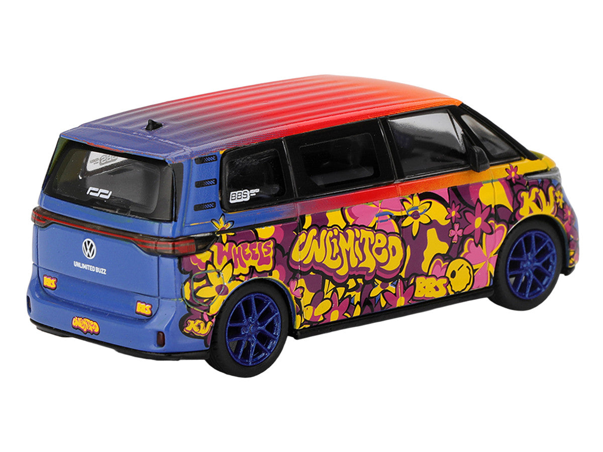Volkswagen ID.Buzz Van "KW/BBS" Floral Graffiti Livery Limited Edition 1/64 Diecast Model Car by Mini GT