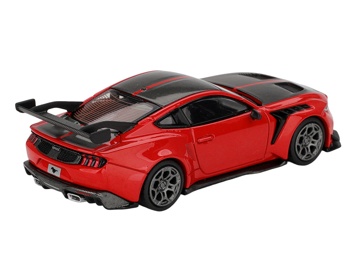 Ford Mustang GTD Race Red with Carbon Hood and Top Limited Edition 1/64 Die Cast Model Car by Mini GT