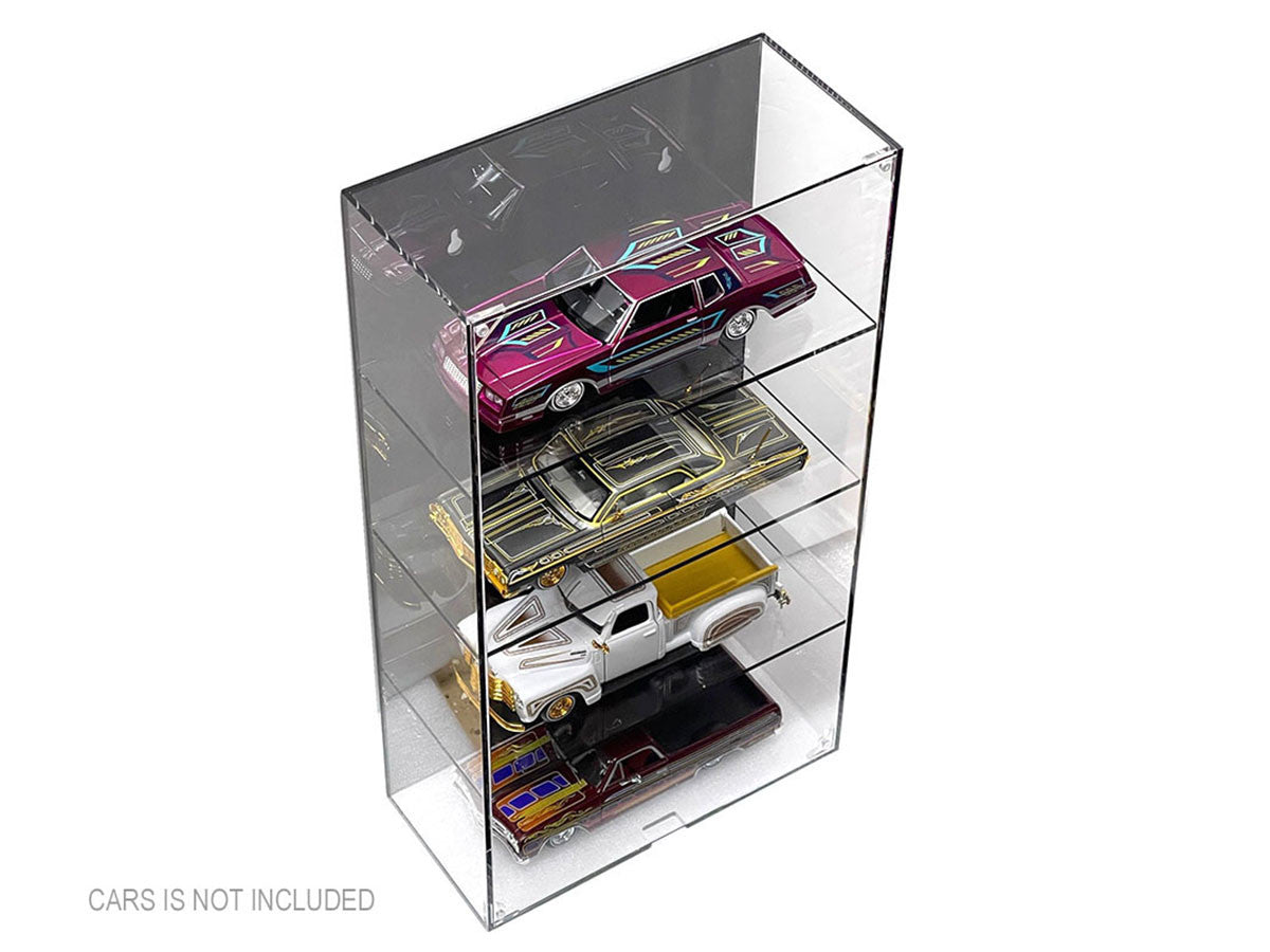 Showcase 4 Car Display Case Wall Mount with Black Back Panel "Mijo Exclusives" for 1/24-1/25 Scale Models