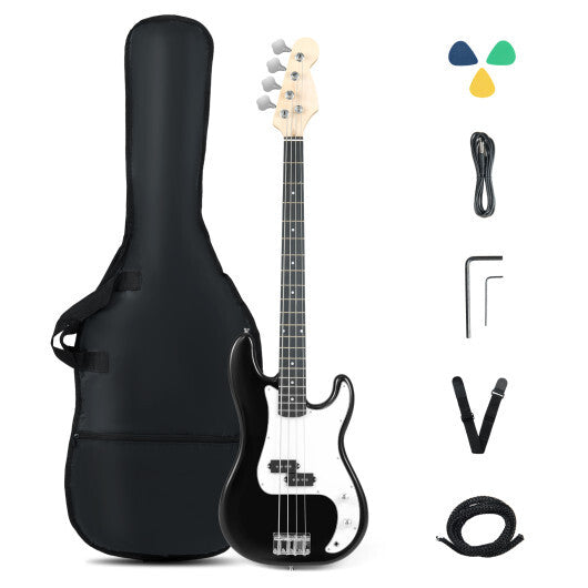 45.5 Inch Electric Bass Guitar with Double Pickups and Gig Bag for Beginners-Blue