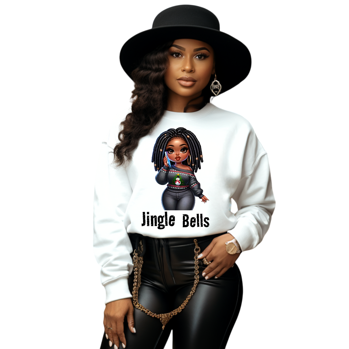 African American Women Jingle Bells Crewneck Christmas Sweatshirt