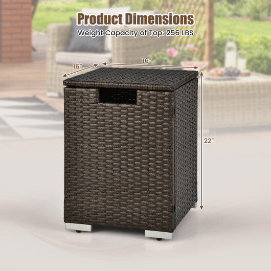2-in-1 Patio Rattan Gas Propane Tank Cover for 20 lbs Propane Tanks-Gray