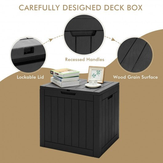 30 Gallon Deck Box Storage Container Seating Tools-Black - Color: Black