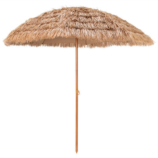 8 Feet Patio Thatched Tiki Umbrella Hawaiian Hula Beach Umbrella - Color: Natural - Size: 8 ft