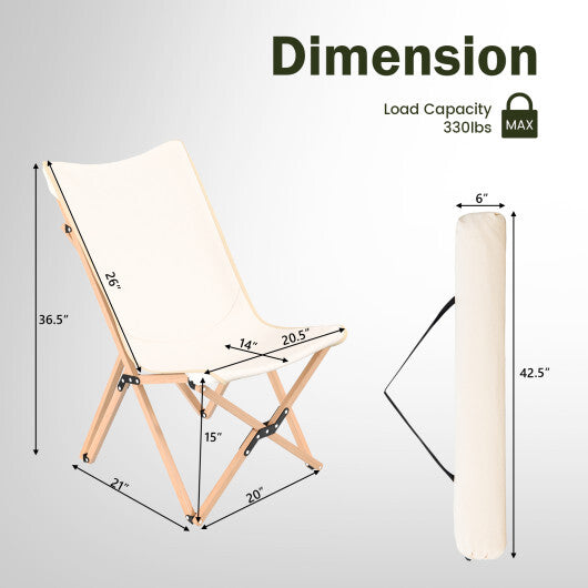 Set of 2 Bamboo Dorm Chair with Storage Pocket for Camping and Fishing-Black