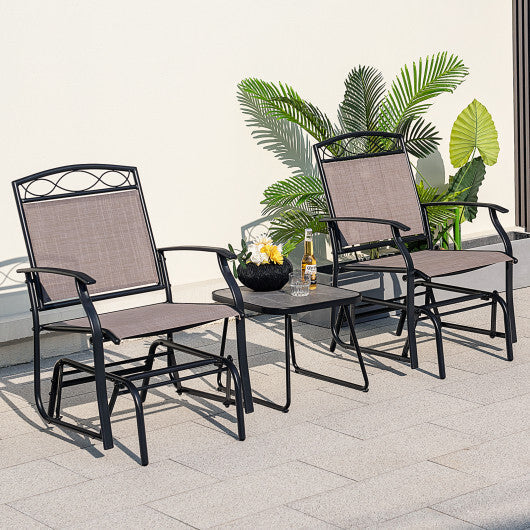 Outdoor Gliding Loveseat Chair with Tempered Glass Coffee Table-2 Pieces