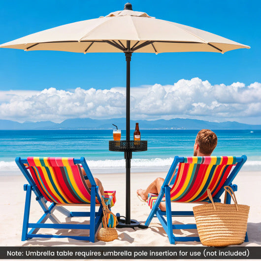 $37 Only! Adjustable Patio Umbrella Table Tray with Storage and Umbrella Poles