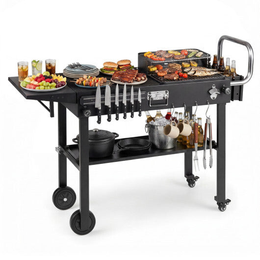 Outdoor Grill Cart Foldable Grilling Table for Blackstone Griddle with 31" x 17" Tabletop