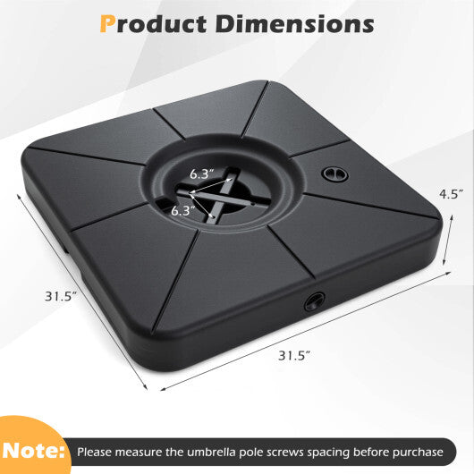 Cantilever Patio Umbrella Base 220 LBS Water and Sand Fillable Weighted Stand-Black