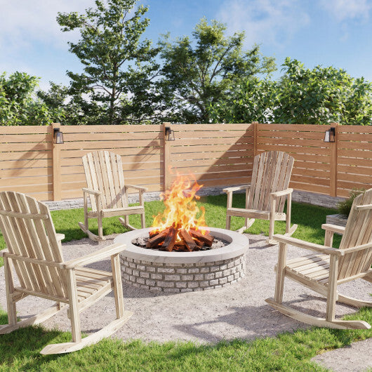 Adirondack Rocking Chair with Slatted Seat and High Fanned Back-Natural