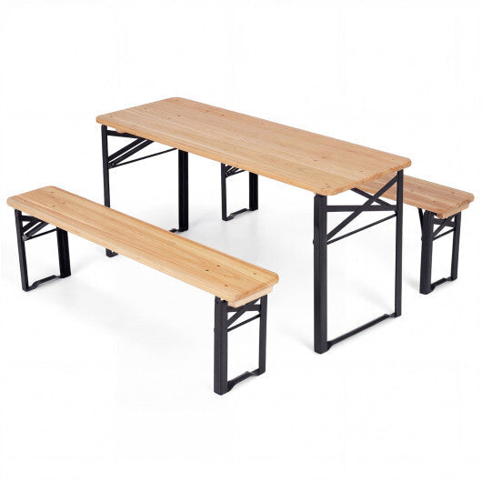 43.5 Inch Folding Kids Picnic Table & Bench Set No Assembly Wooden Toddler Table-Red
