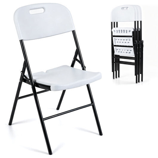 Folding Plastic Chairs 4 Pack w/ HDPE Backrest & Seat 330 LBS for Indoor Outdoor Events-Black