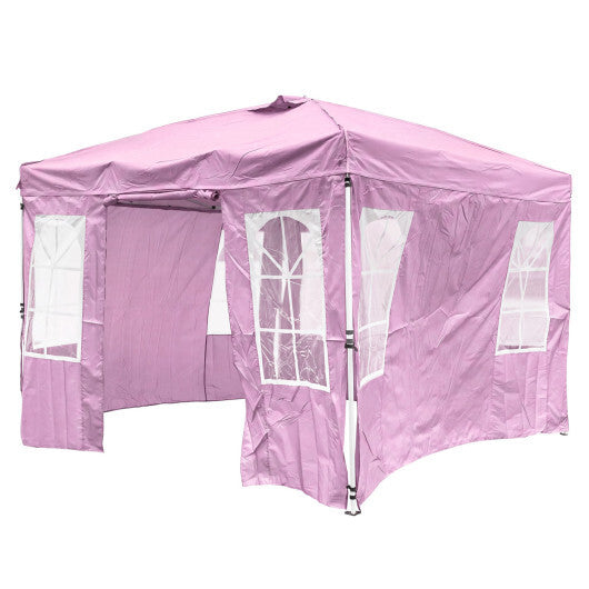 10 x 10 FT Pop Up Canopy Tent with 4 Sidewalls and Adjustable Height Waterproof-White