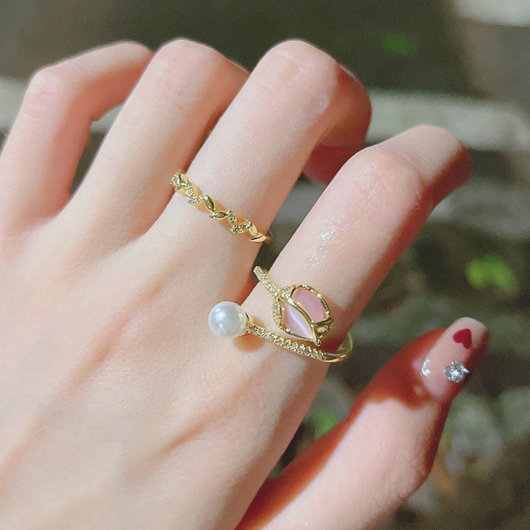 Tulip Bud Pearl Ring Female Fashion Minority Design