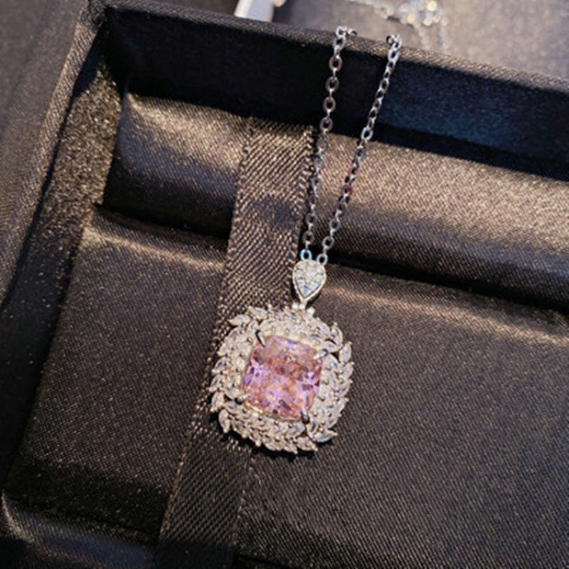 925 Silver Jewelry Colored Gems Suit Ear Stud Pendant Ring For Women