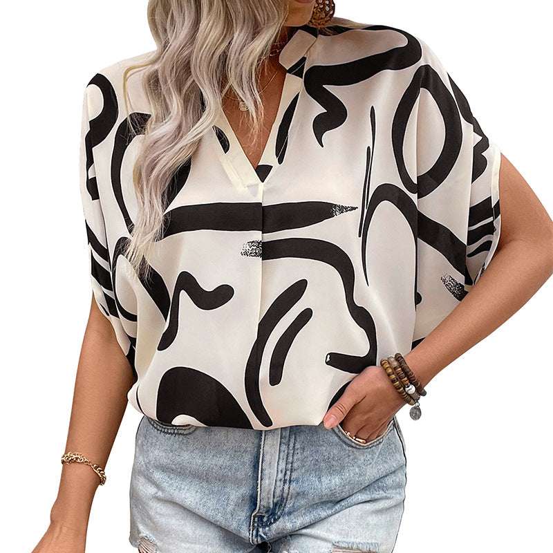 Summer Loose Printed Shirt For Women