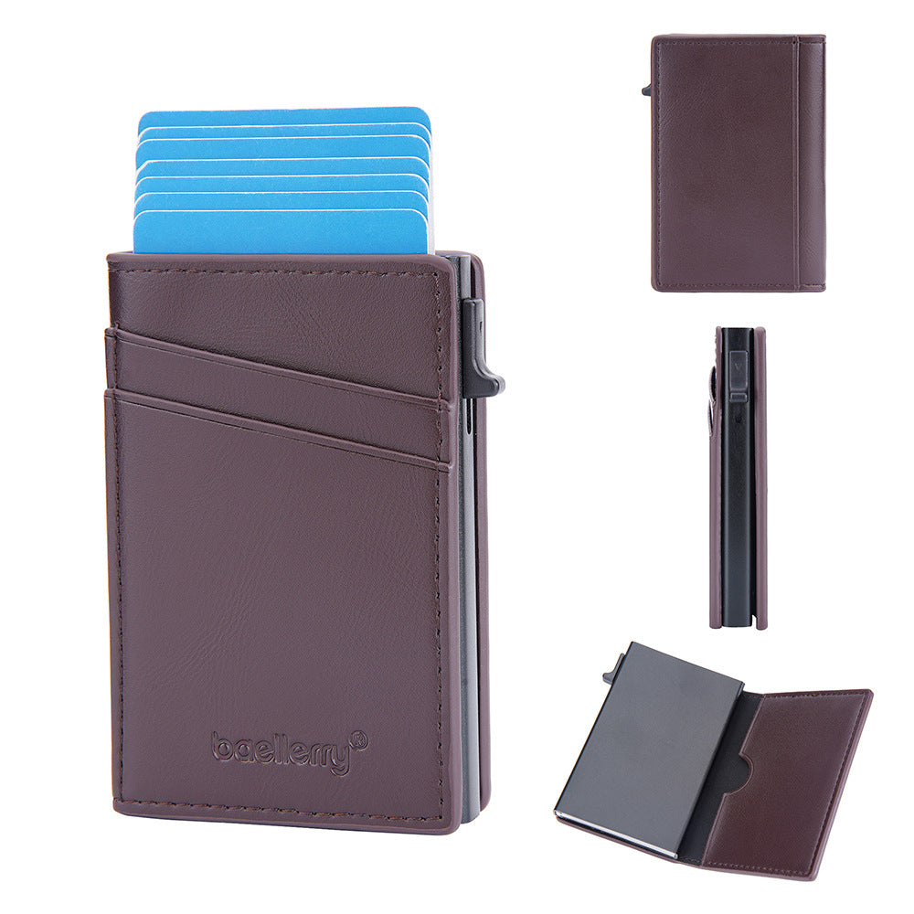 Simple Side Push Aluminum Box Card Holder Men