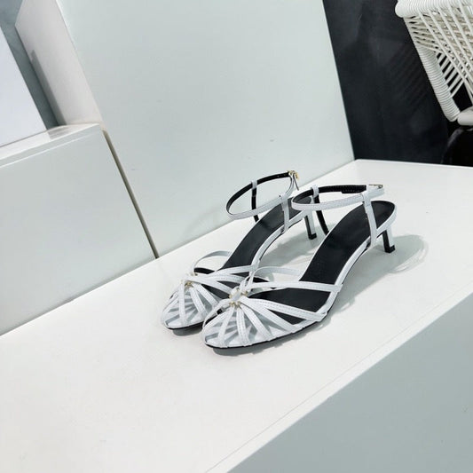 Vintage Weave Hollow-out Roman Style Mid Heel Sandals