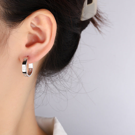S925 Silver Simple 6 Diamond Moissanite Fashion High Sense Female Earrings