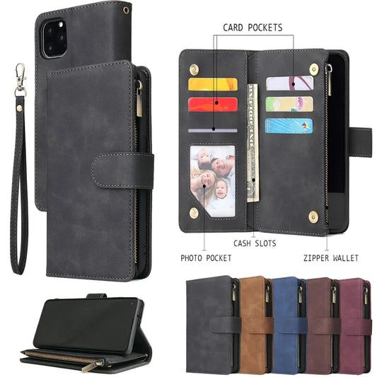 Vegan Leather Wallet Case for iPhone 15 to 17 series