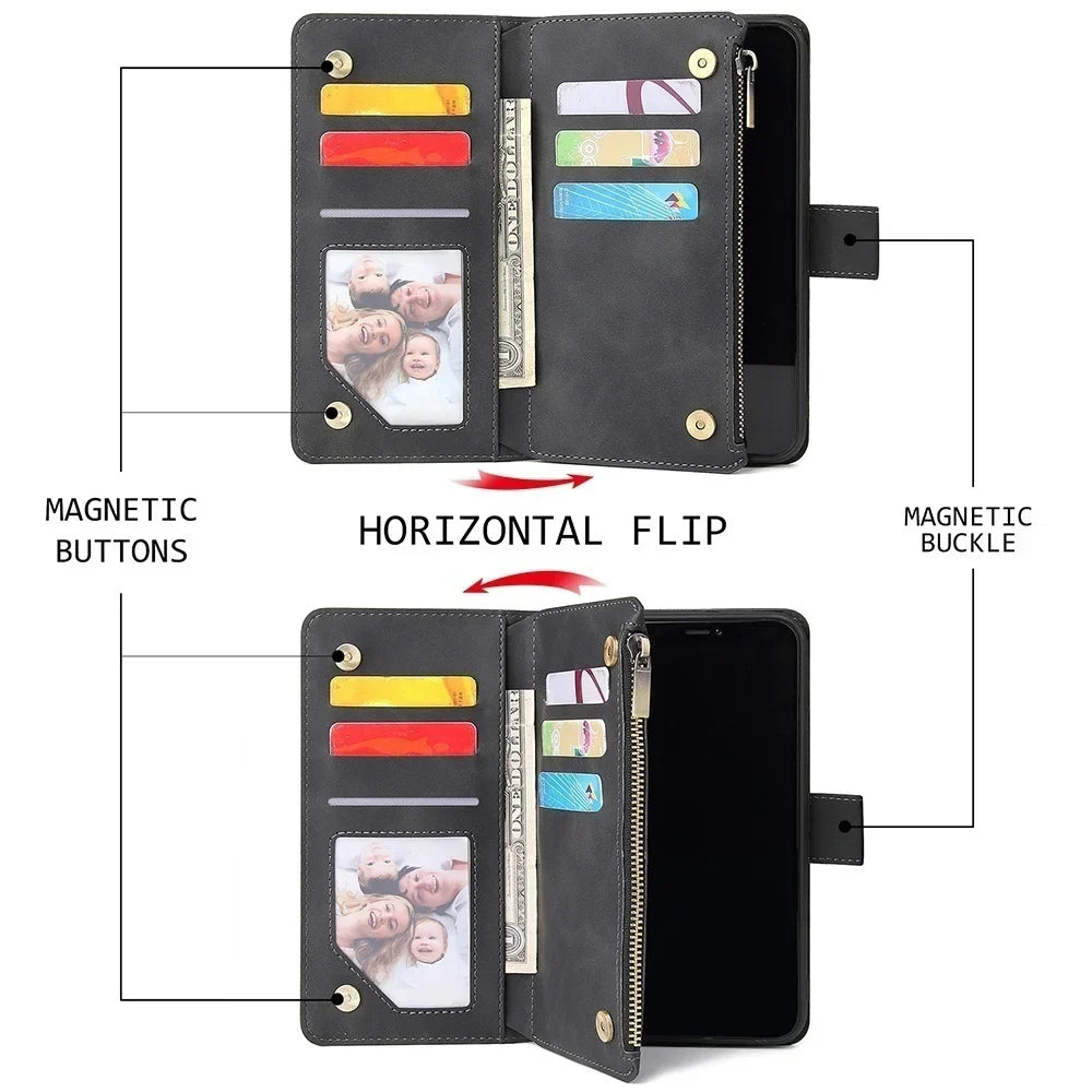 Vegan Leather Wallet Case for iPhone 15 to 17 series