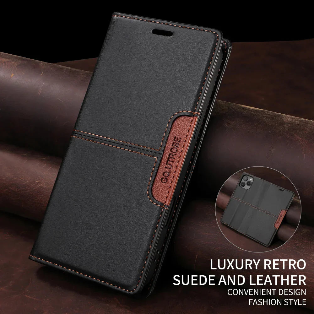 Magnetic Flip Wallet Case for iPhone 12 to 17 series