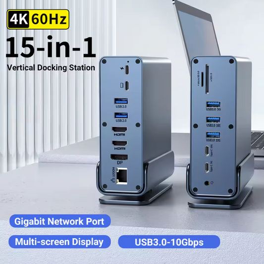 15 in 1 Type C Docking Stand Station Hub Supports Multiple Monitors
