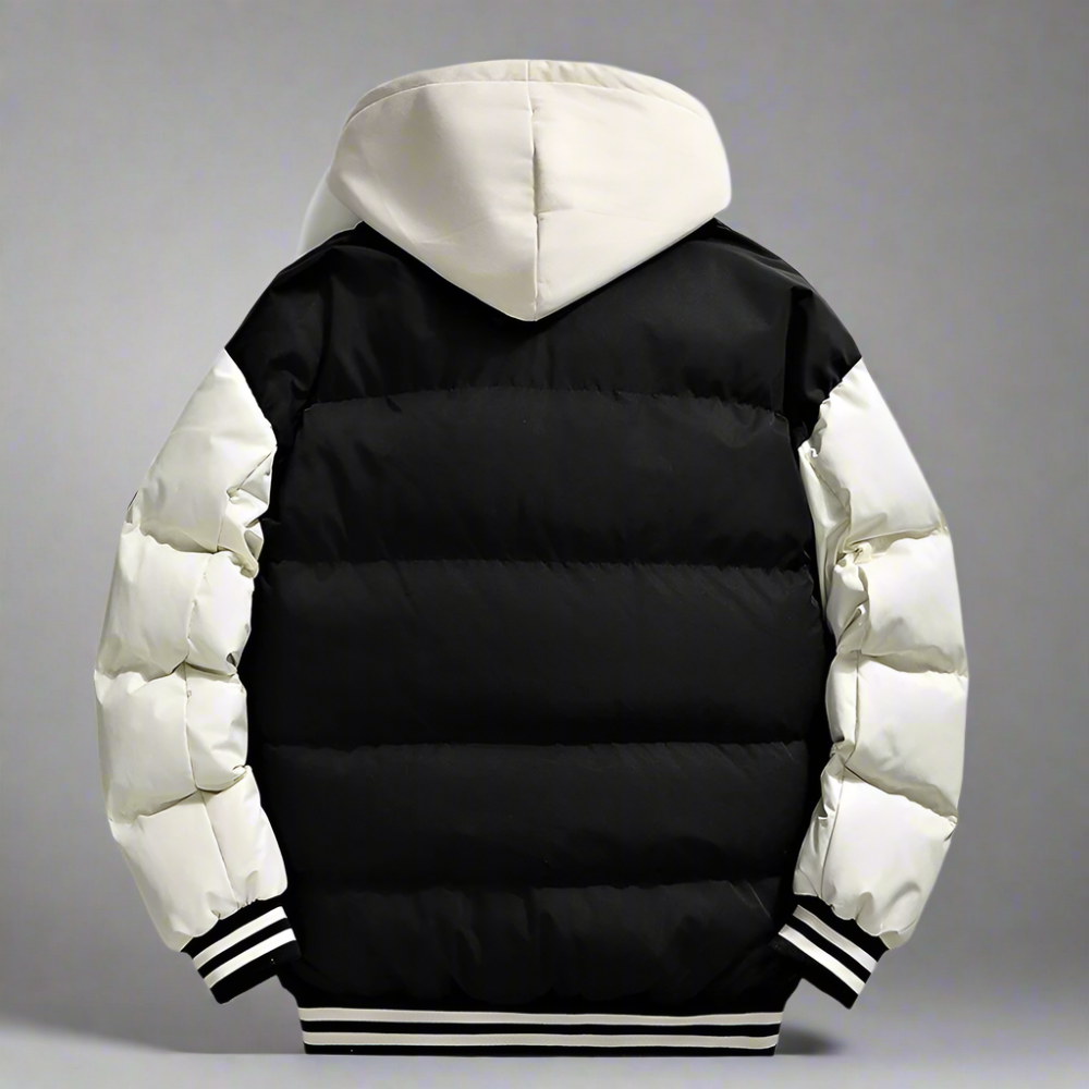 Mens layered Look Hooded baseball Jacket