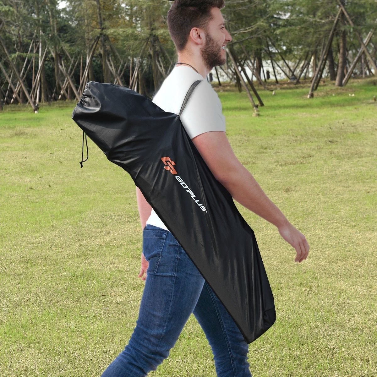Portable 38 Inch Oversized High Camping Fishing Folding Chair - Color: Black