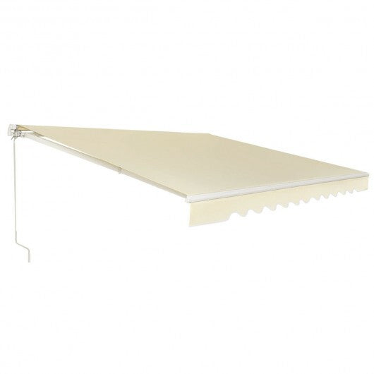 13 8 Feet Retractable Patio Awning Aluminum Deck Sunshade-Beige