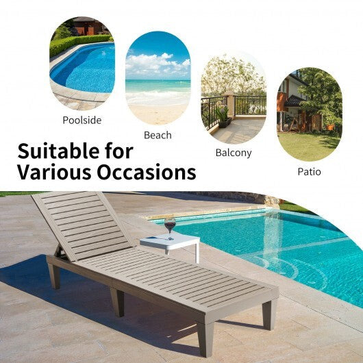 Outdoor Recliner Chair with 5-Position Adjustable Backrest-Brown - Color: Brown