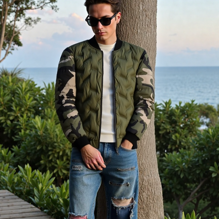 Mens Camouflage Bomber Jacket