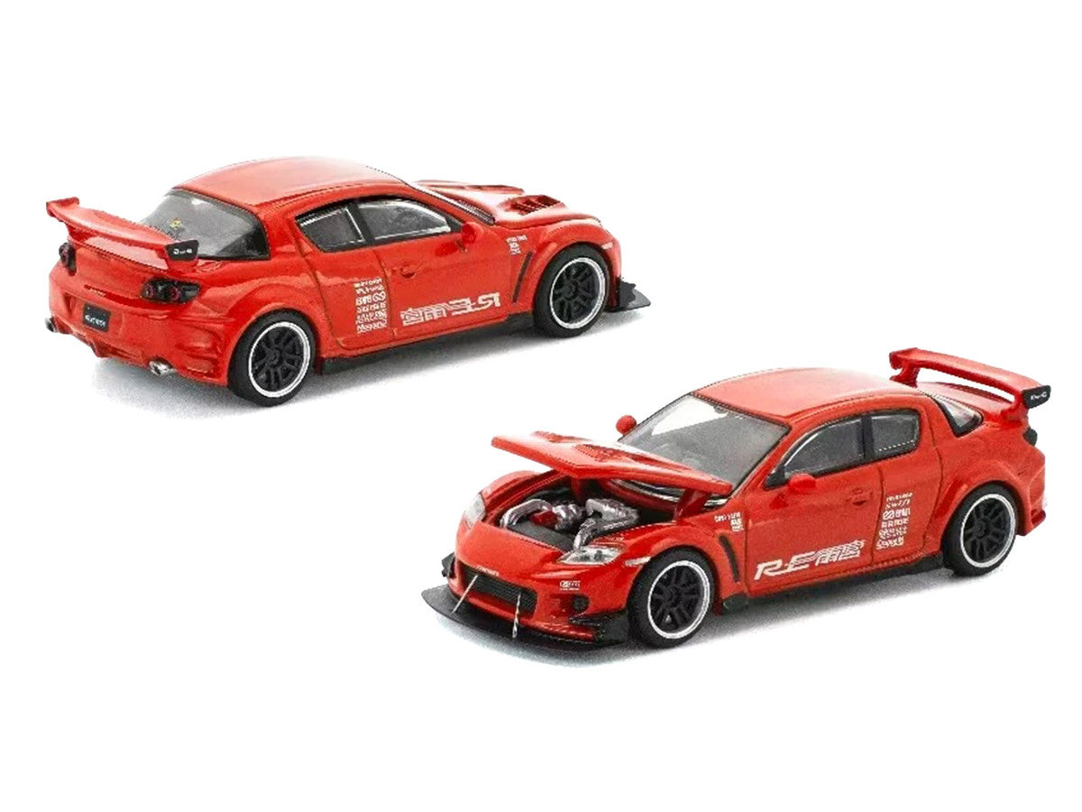 Mazda RX-8 RE-Amemiya RHD (Right Hand Drive) Red with Graphics "Enigma Exclusive Edition" 1/64 Die Cast Model Car by Pop Race